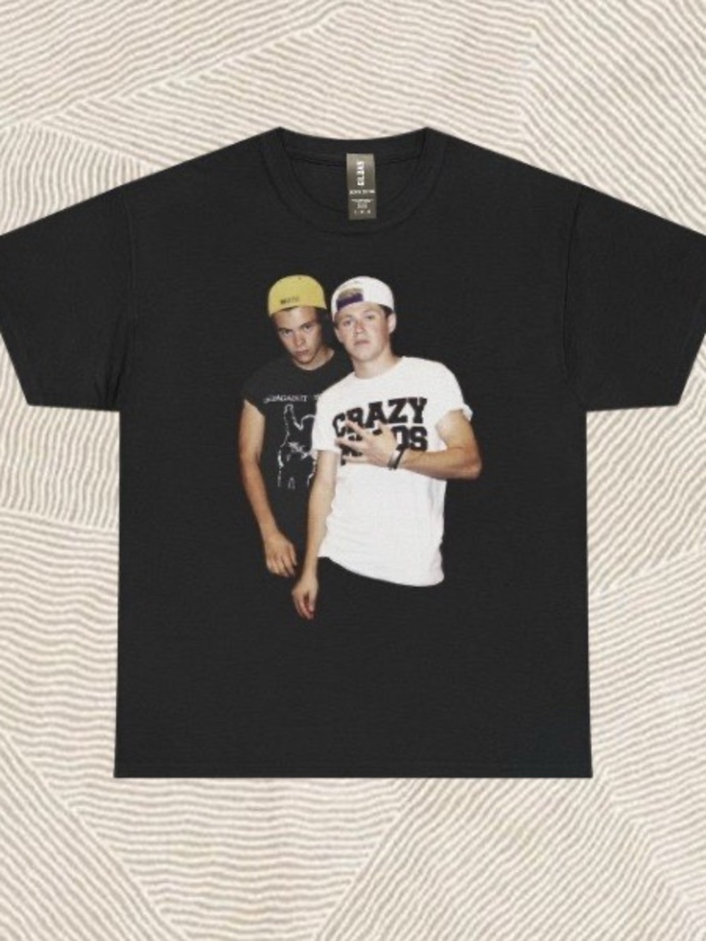 Gildan Black Graphic Crewneck T-Shirt with Harry and Horan Fan Music